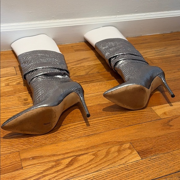 Silver Snakeskin Women's Boots - Picture 6 of 7